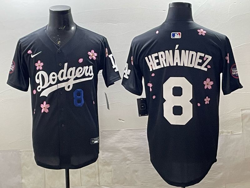 Men 2025 Nike Los Angeles Dodgers #8 Hernandez Black Game MLB Jersey 06->los angeles dodgers->MLB Jersey